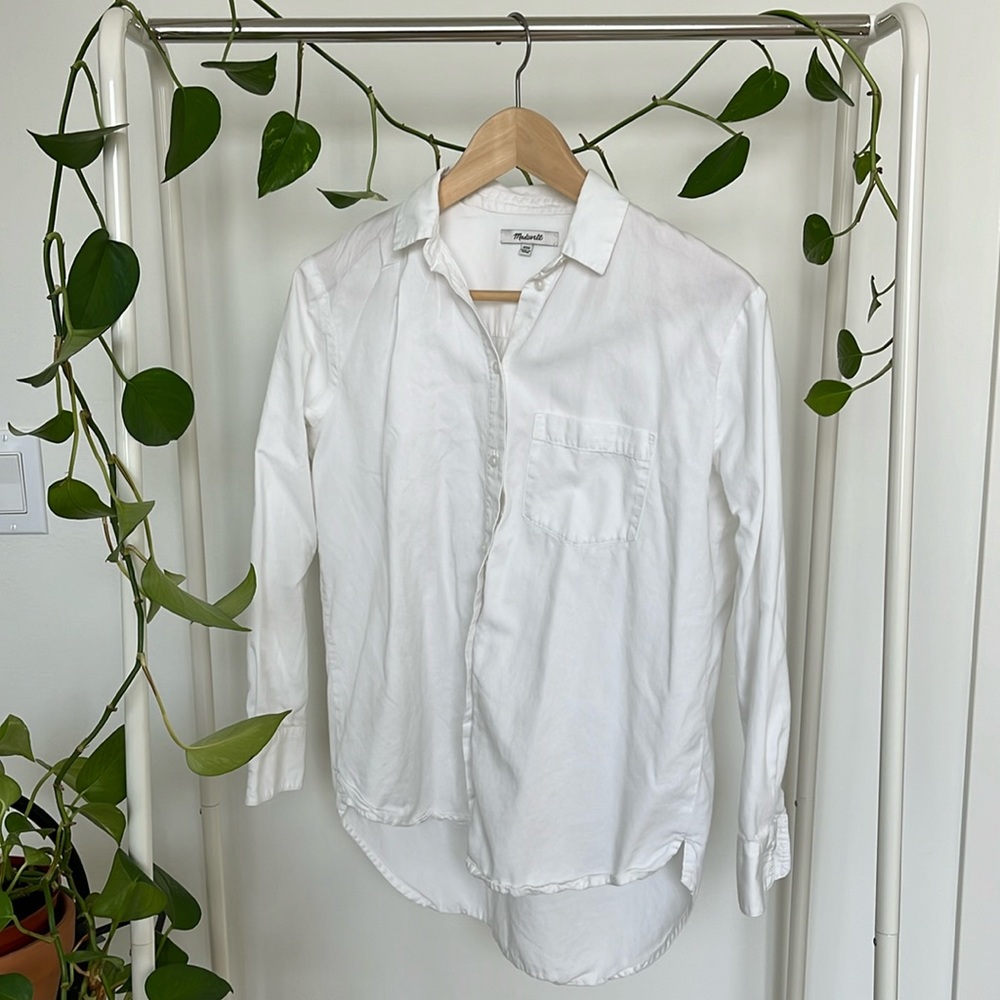 Madewell Long Sleeve Button Down in White XXS
